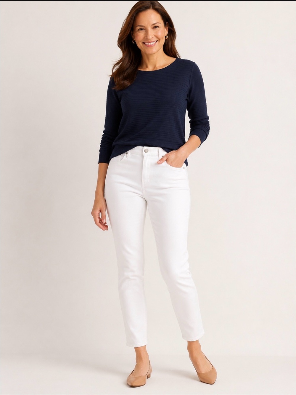 Talbots White High-Rise Slim Jeans for Women